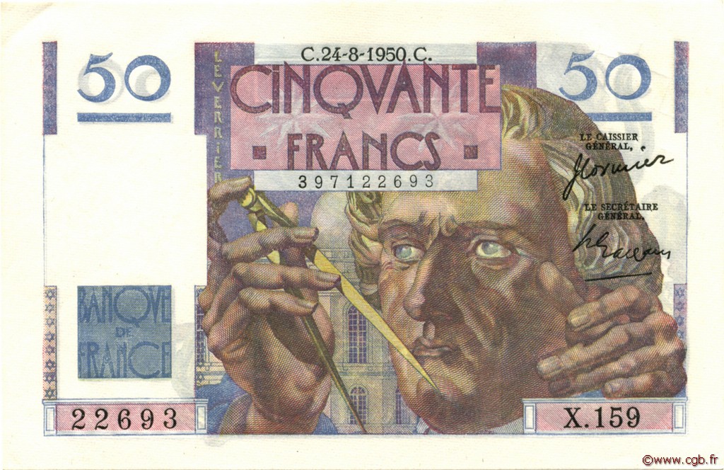 50 Francs LE VERRIER FRANCE  1950 F.20.16 SPL+