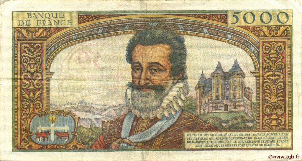 Nf Sur Francs Henri Iv France F B Billets