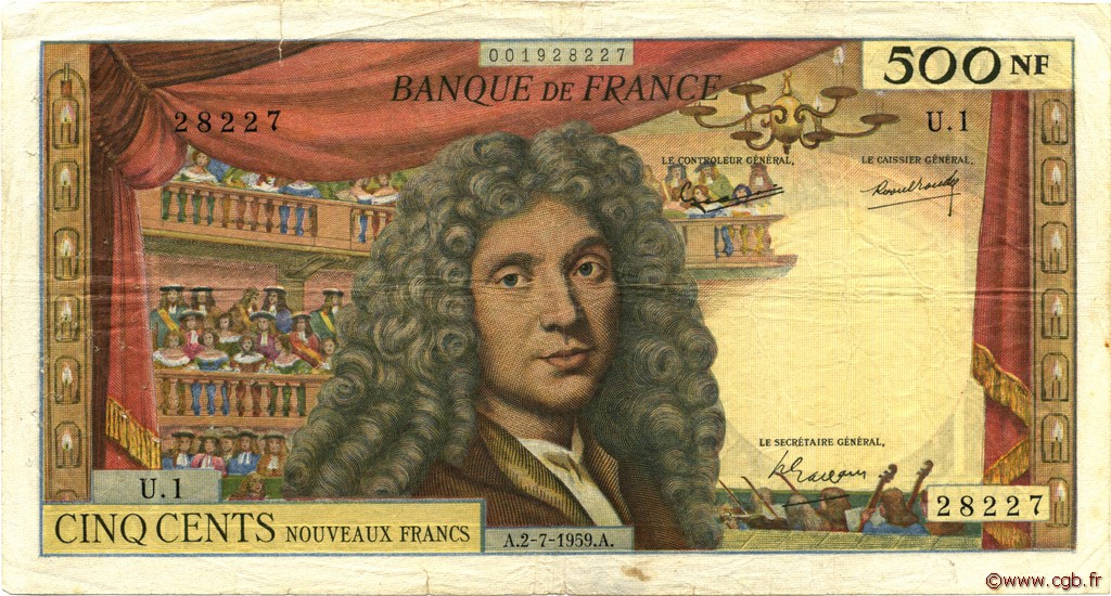 500 Nouveaux Francs MOLIÈRE FRANCE  1959 F.60.01 TB