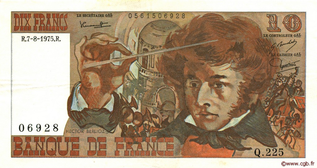 10 Francs BERLIOZ FRANCE  1975 F.63.12 SUP