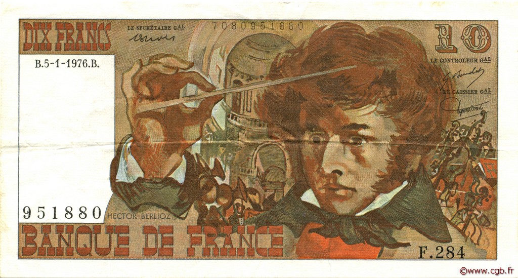 10 Francs BERLIOZ FRANCE  1976 F.63.17 TTB