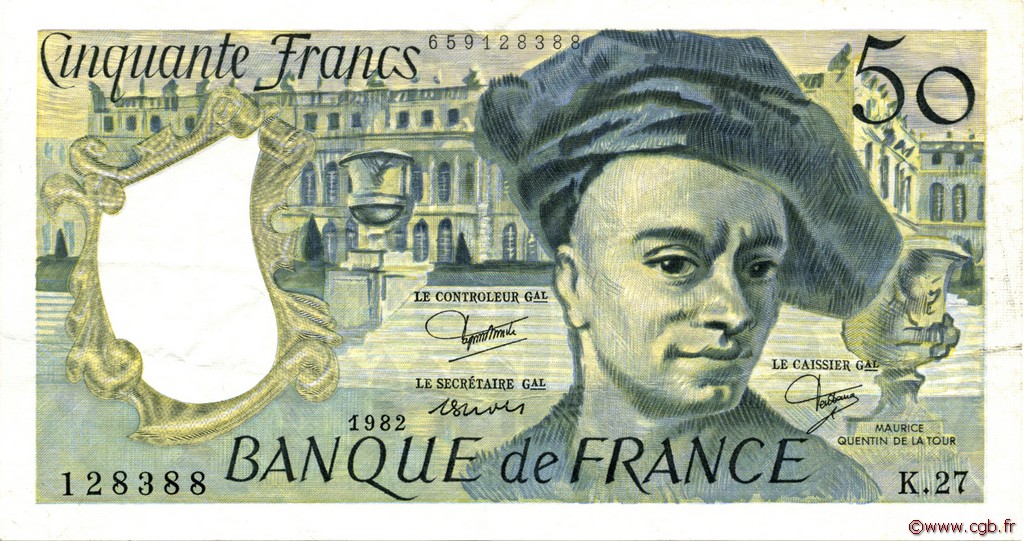 50 Francs QUENTIN DE LA TOUR FRANCE  1982 F.67.08 TTB
