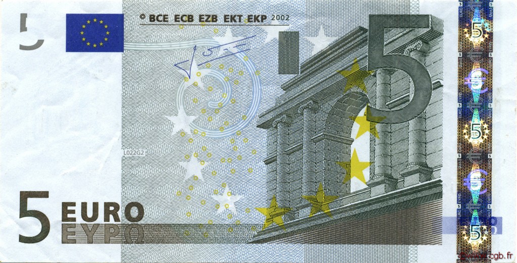 5 Euro Fauté EUROPE  2002 €.100.21 pr.SUP