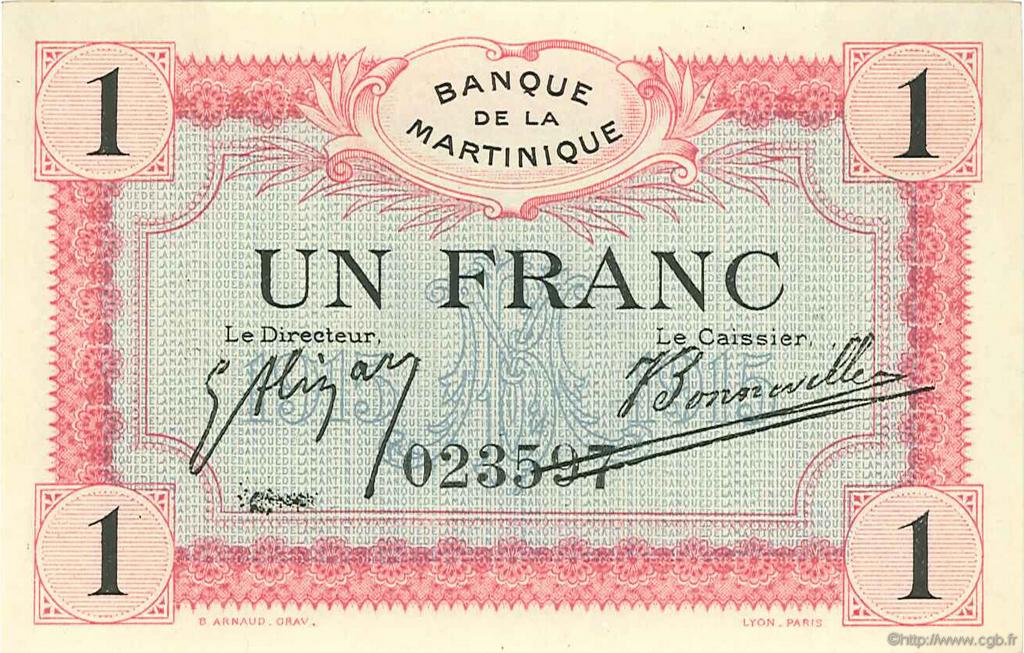 1 Franc MARTINIQUE  1915 P.10 SPL