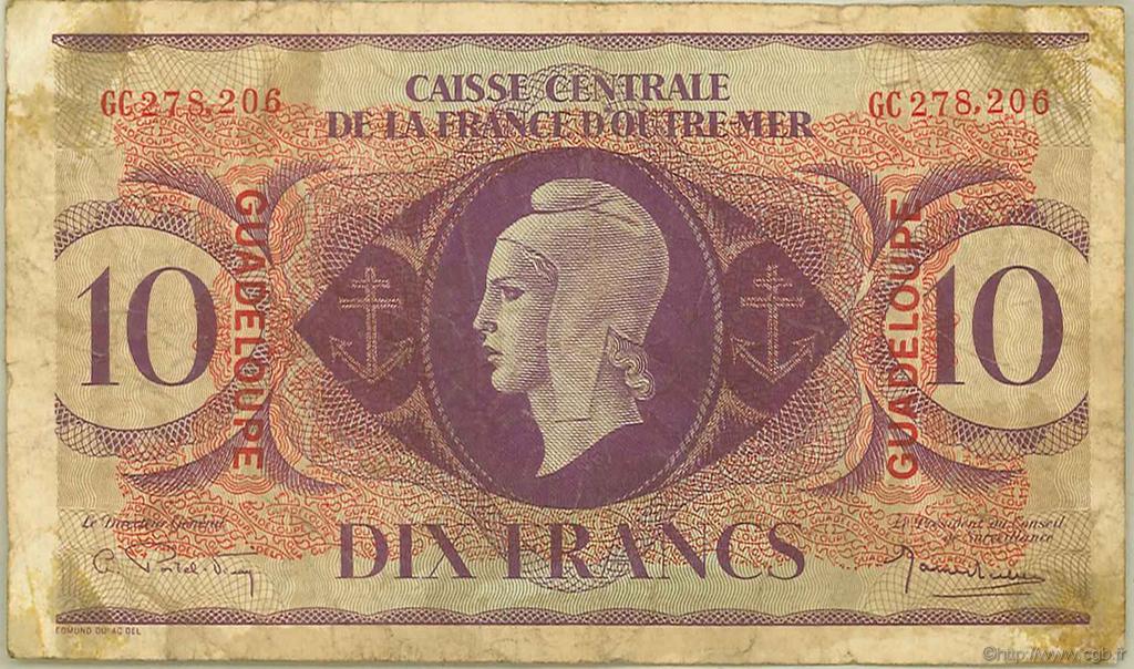 10 Francs GUADELOUPE  1944 P.27a TB