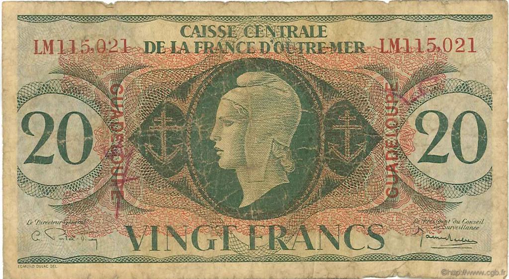 20 Francs GUADELOUPE  1944 P.28a AB