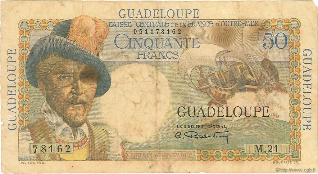 50 Francs Belain d Esnambuc GUADELOUPE  1946 P.34 TB