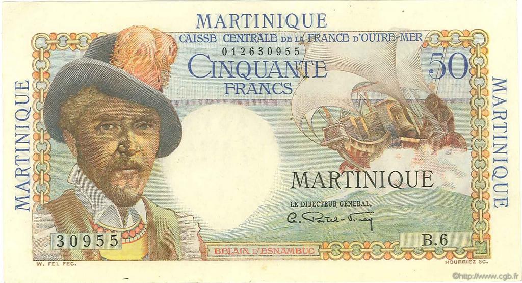 50 Francs Belain d Esnambuc MARTINIQUE  1946 P.30a SUP+