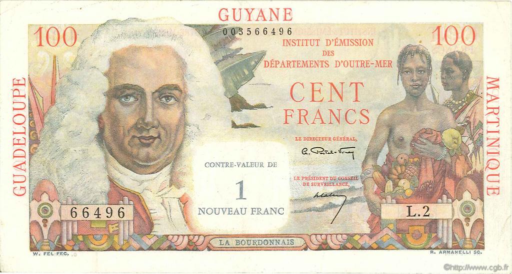 1 NF sur 100 Francs La Bourdonnais ANTILLES FRANÇAISES  1960 P.01 pr.SUP