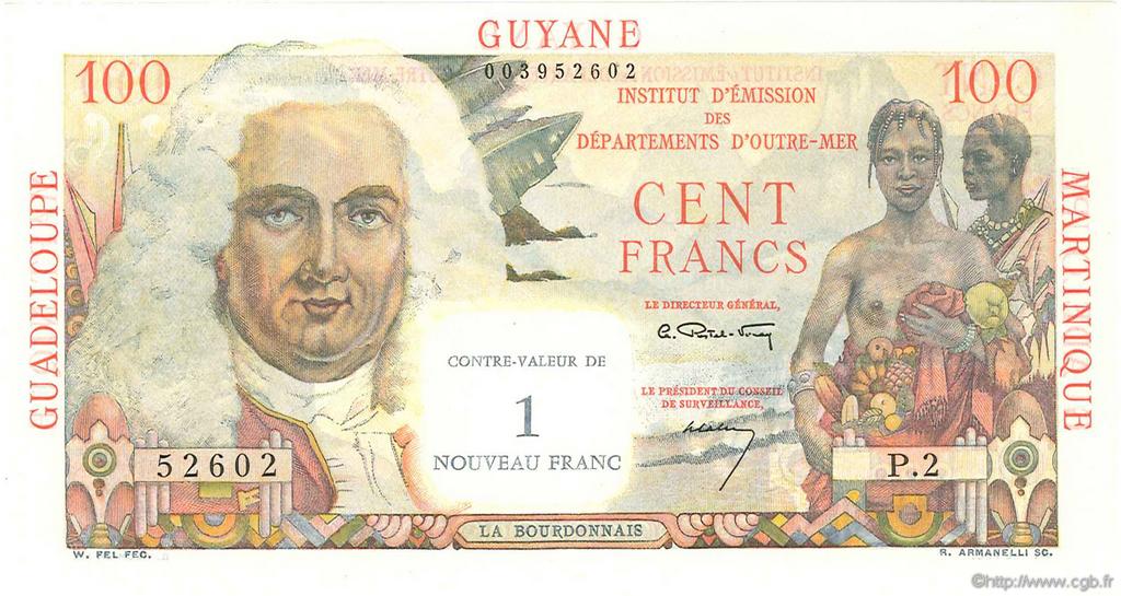1 NF sur 100 Francs La Bourdonnais ANTILLES FRANÇAISES  1960 P.01 SPL