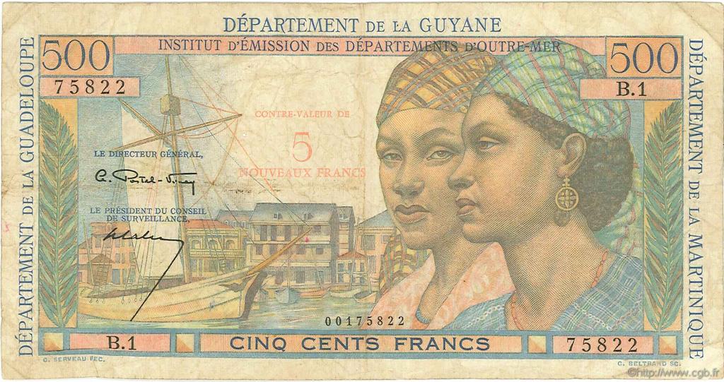5 Nouveaux Francs sur 500 Francs Pointe à Pitre ANTILLES FRANÇAISES  1962 P.04 pr.TB