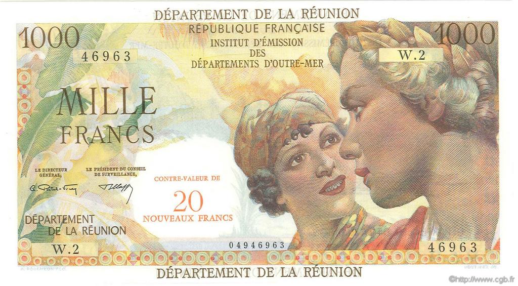 20 NF sur 1000 Francs Union Française ÎLE DE LA RÉUNION  1964 P.55b SPL