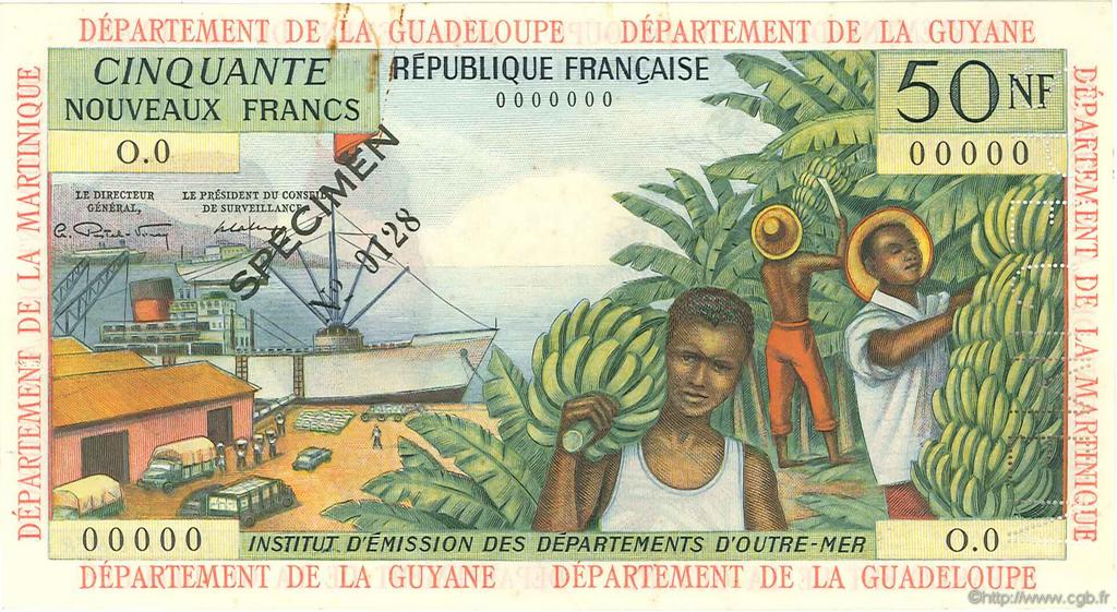 50 Nouveaux Francs Spécimen ANTILLES FRANÇAISES  1962 P.06s SPL