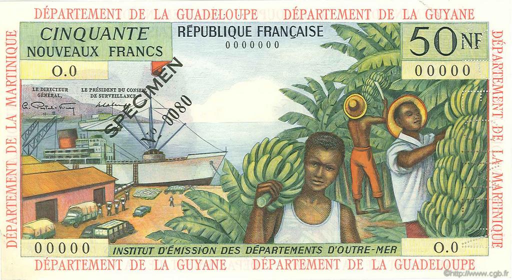 50 Nouveaux Francs Spécimen ANTILLES FRANÇAISES  1962 P.06s pr.NEUF
