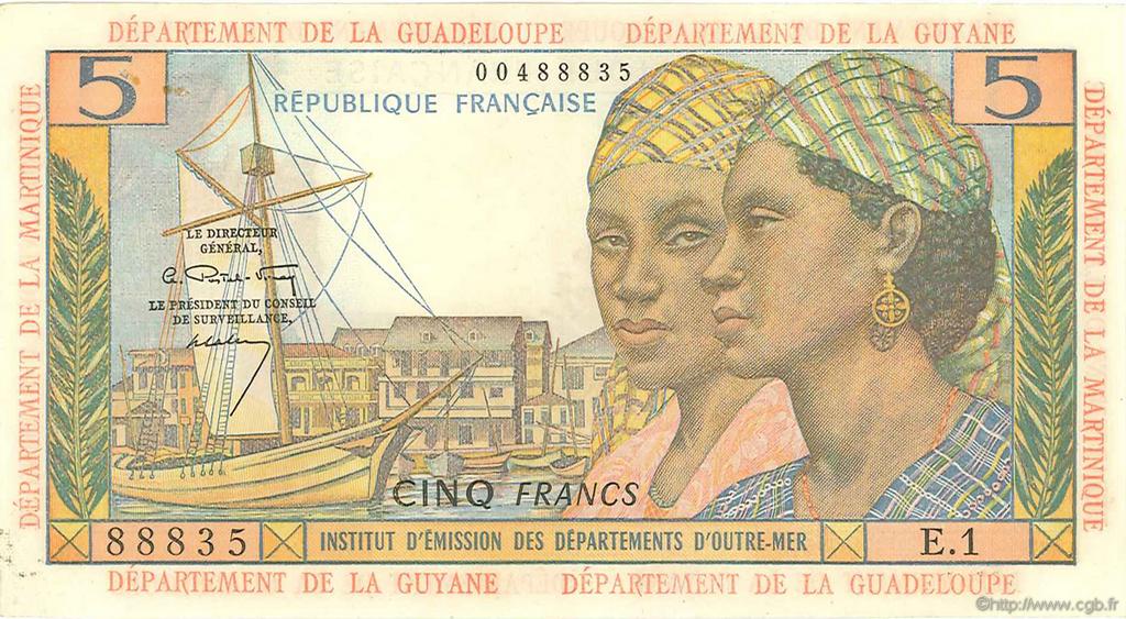 5 Francs ANTILLES FRANÇAISES  1964 P.07a SUP