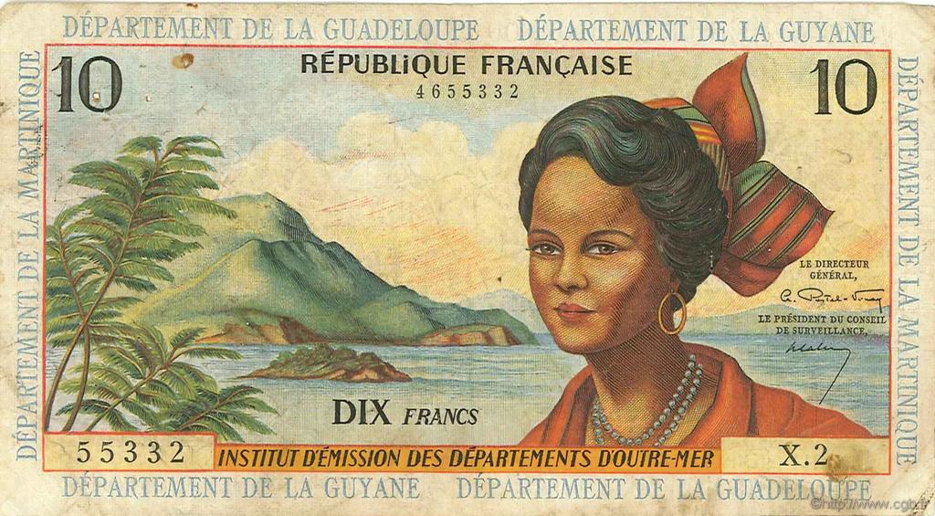 10 Francs ANTILLES FRANÇAISES  1964 P.08a B