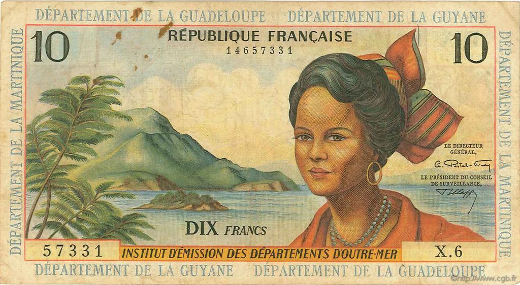 10 Francs ANTILLES FRANÇAISES  1964 P.08b B+