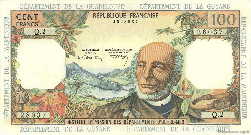 100 Francs ANTILLES FRANÇAISES  1966 P.10b TTB à SUP