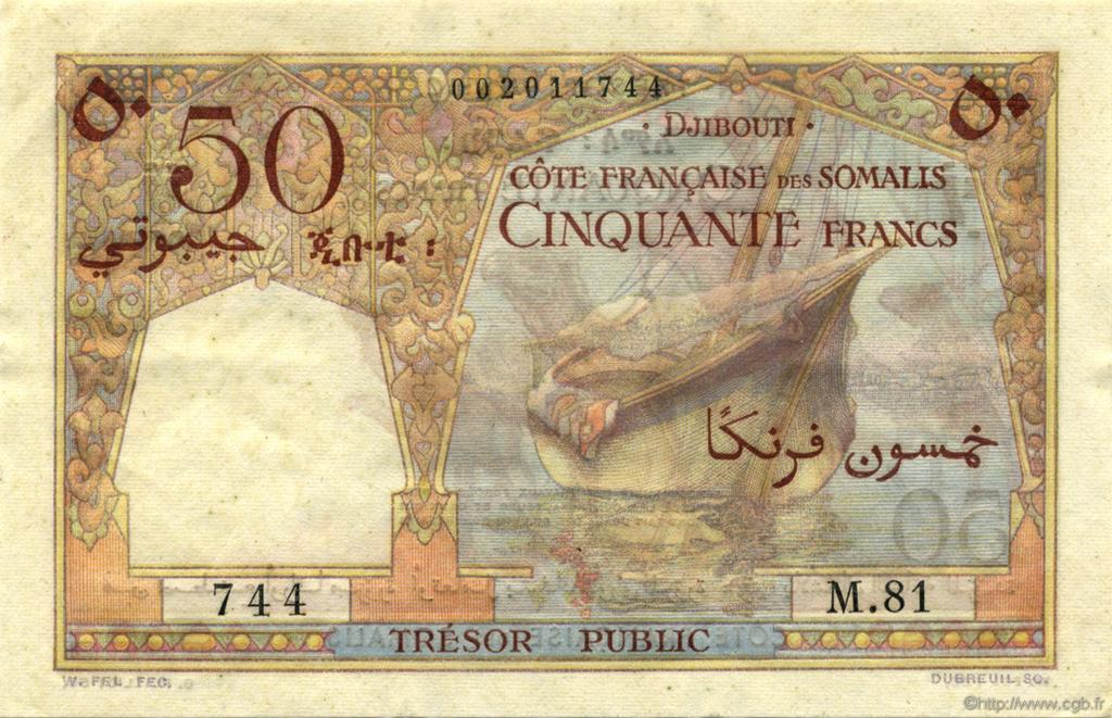 50 Francs DJIBOUTI  1952 P.25 SUP+