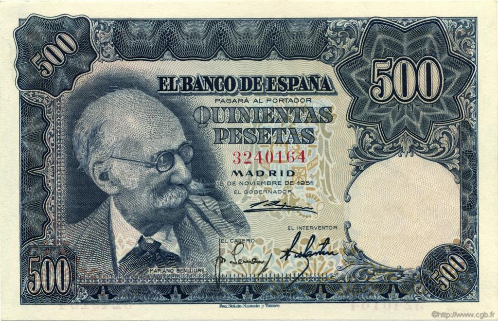 500 Pesetas ESPAGNE 1951 P.142a pr.NEUF