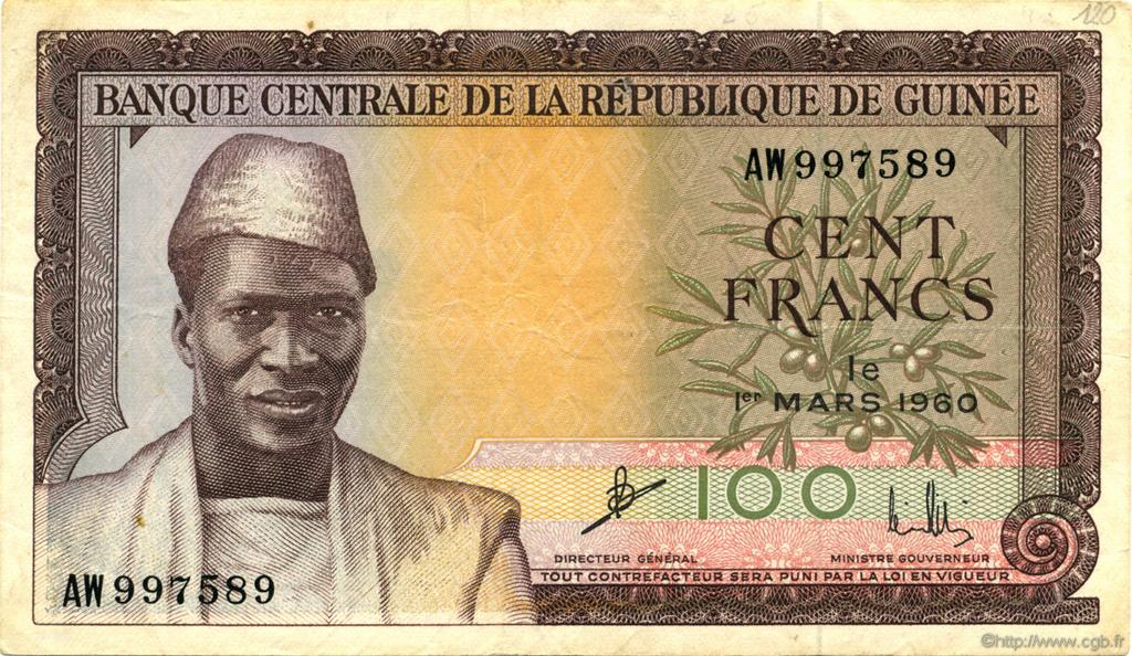 100 Francs GUINÉE  1960 P.13a TTB+