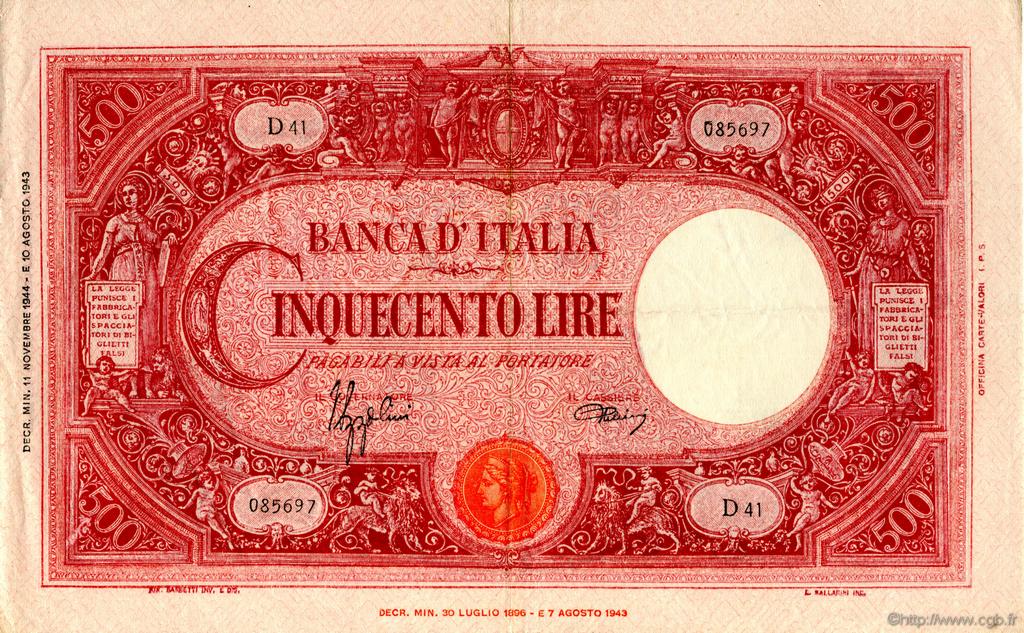500 Lire ITALIE  1944 P.070c SUP