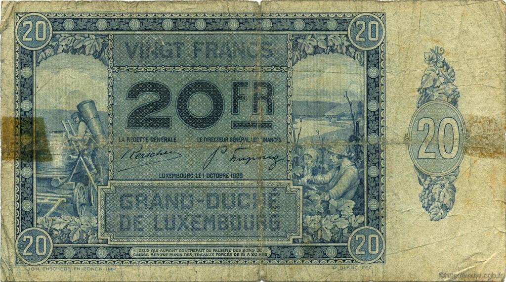 20 Francs LUXEMBOURG  1929 P.37a B