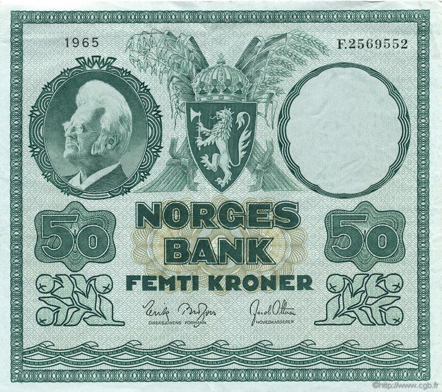 50 Kroner NORVÈGE  1965 P.32c SUP