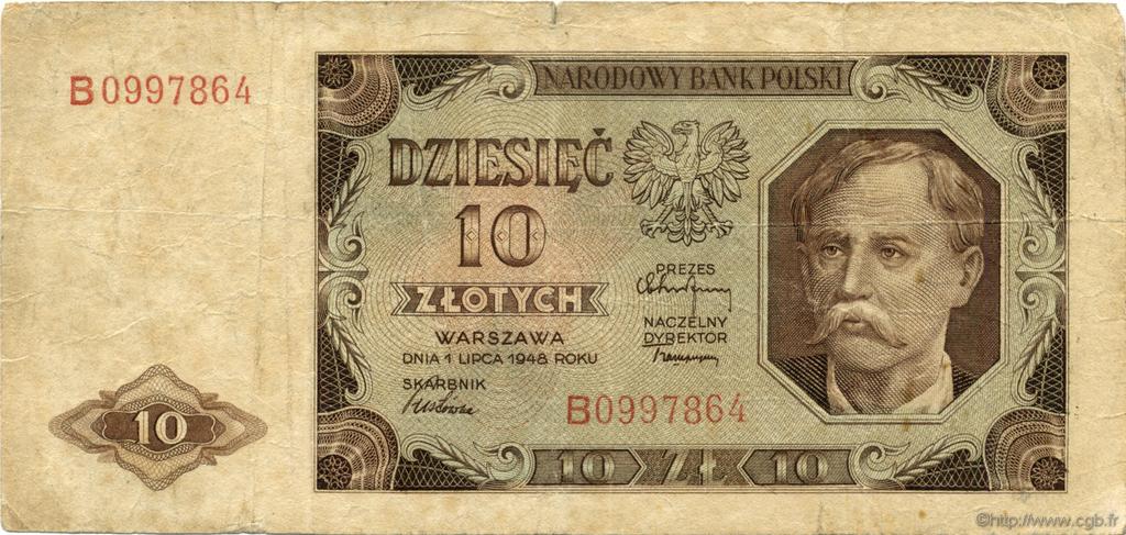 10 Zlotych POLOGNE  1948 P.136 TB