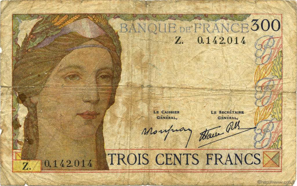300 Francs FRANCE  1939 F.29.03 B