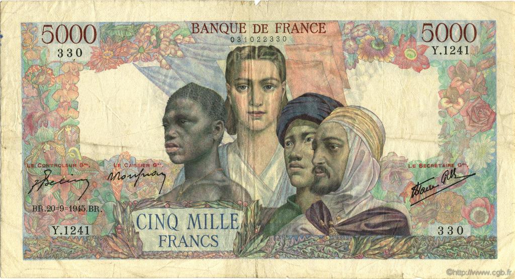 5000 Francs EMPIRE FRANÇAIS FRANCE  1945 F.47.44 pr.TB