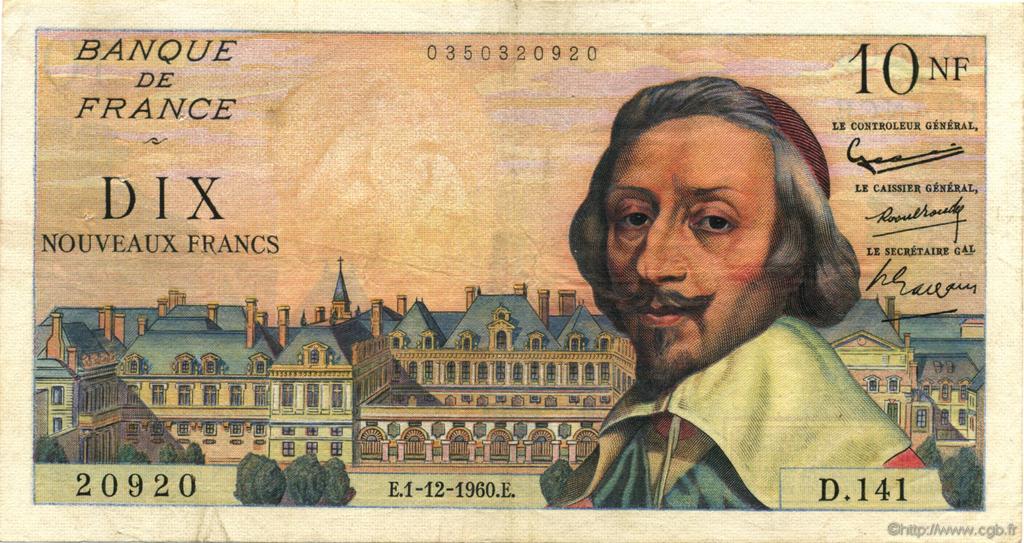 10 Nouveaux Francs RICHELIEU FRANCE  1960 F.57.12 TTB