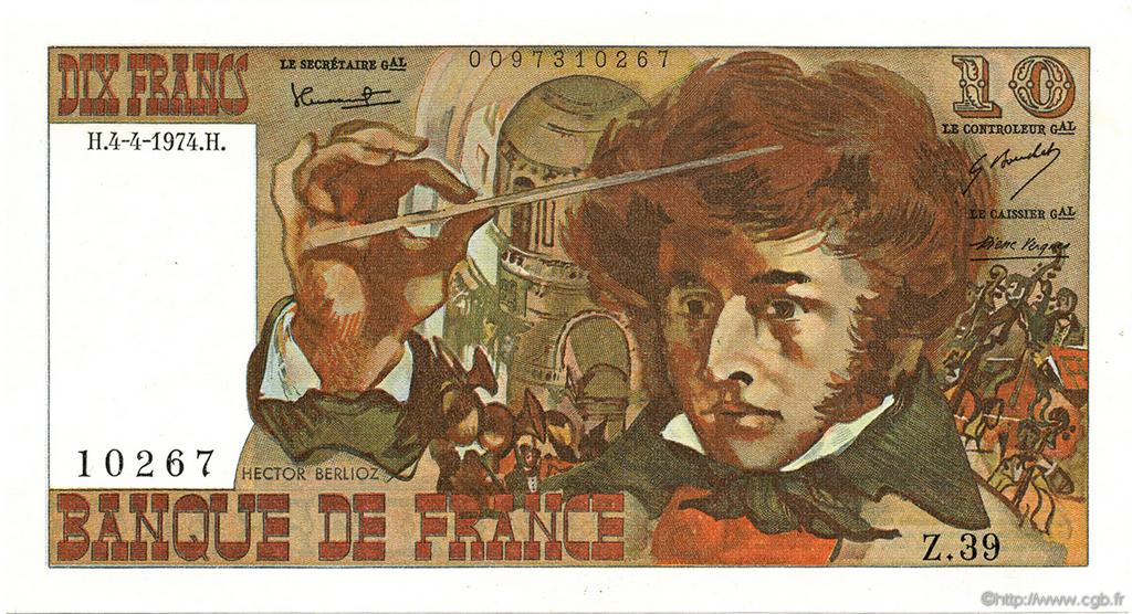 10 Francs BERLIOZ FRANKREICH  1974 F.63.04 fST+