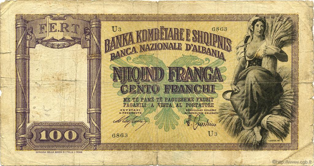 100 Franga ALBANIE  1940 P.08 pr.B