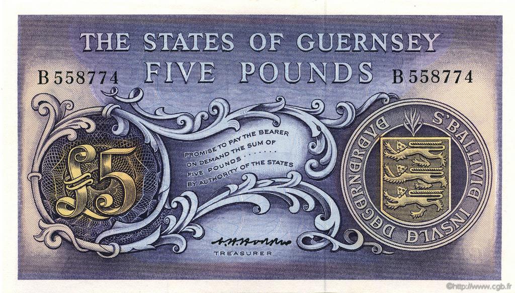5 Pounds GUERNESEY  1969 P.46b SPL