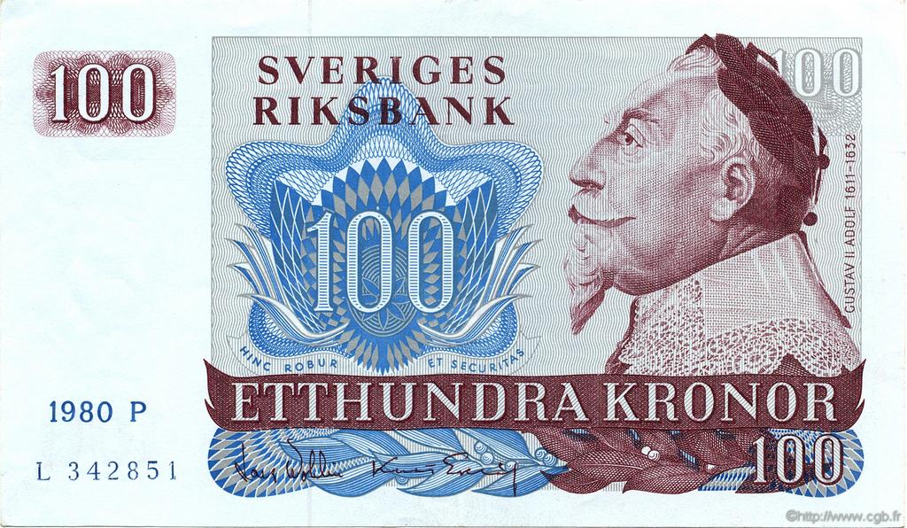 100 Kronor SUÈDE  1980 P.54c pr.SPL