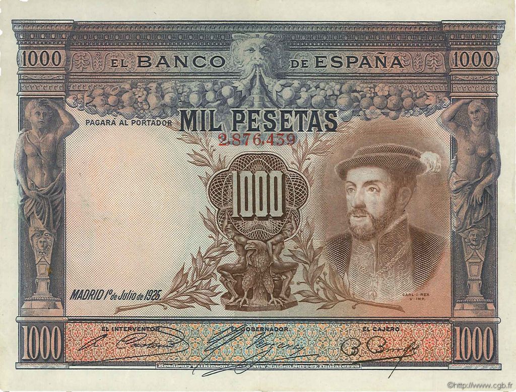 1000 Pesetas ESPAGNE  1925 P.070a pr.SUP