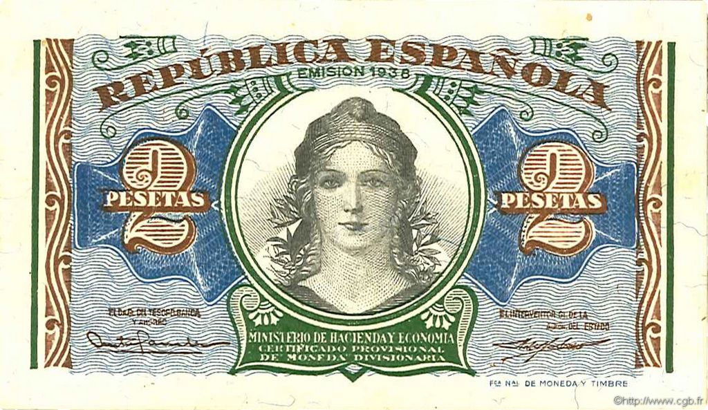 2 Pesetas ESPAGNE  1938 P.095 pr.NEUF