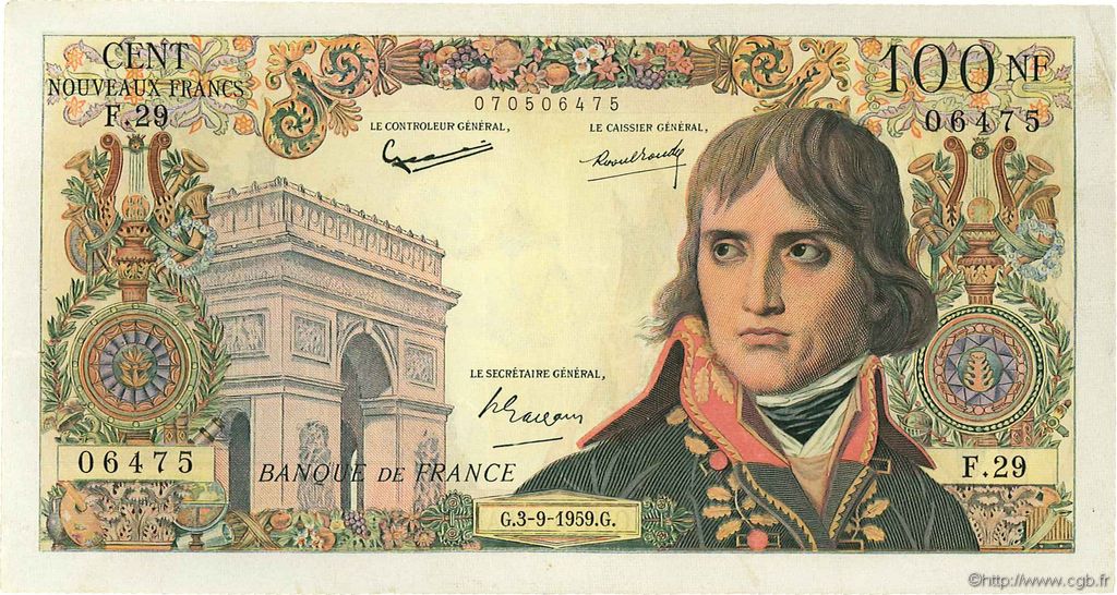 100 Nouveaux Francs BONAPARTE FRANCE  1959 F.59.03 TTB+