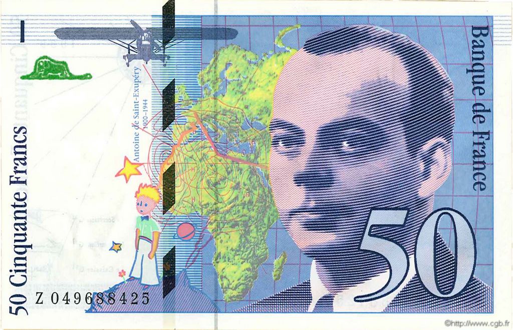 50 Francs SAINT-EXUPÉRY modifié FRANCE  1999 F.73.05 NEUF