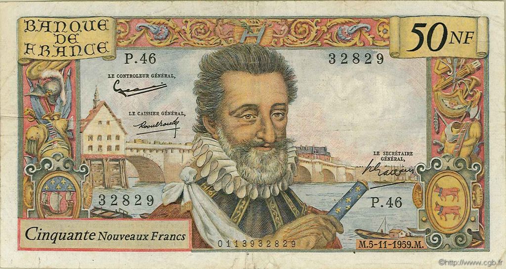 50 Nouveaux Francs HENRI IV FRANCE  1959 F.58.04 TB