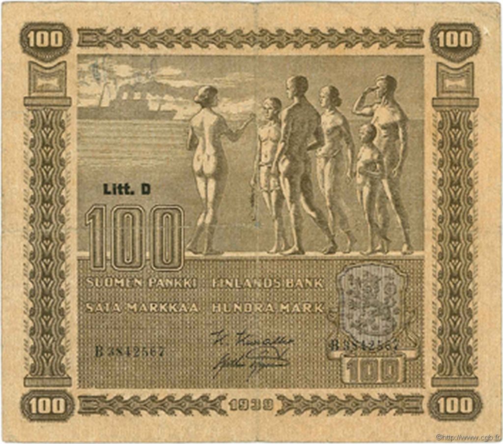 100 Markkaa FINLANDE  1939 P.073 TTB