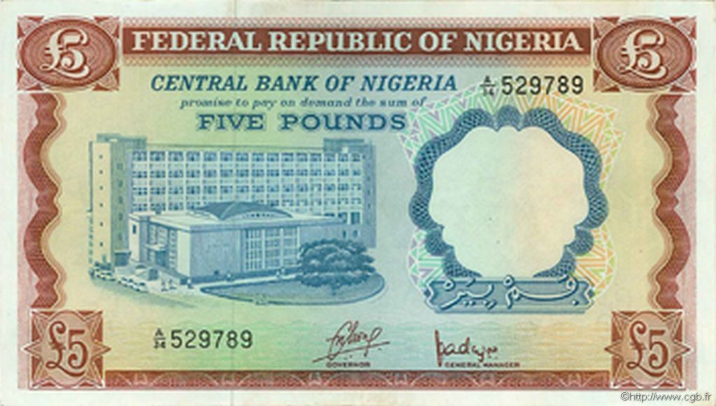 5 Pounds NIGERIA  1968 P.13a TTB à SUP