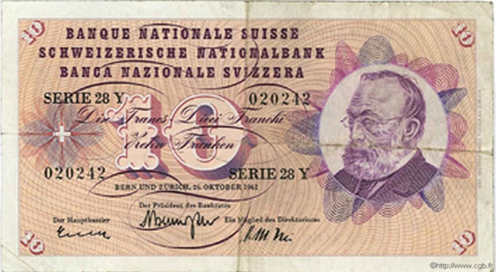 10 Francs SUISSE  1961 P.45g TTB