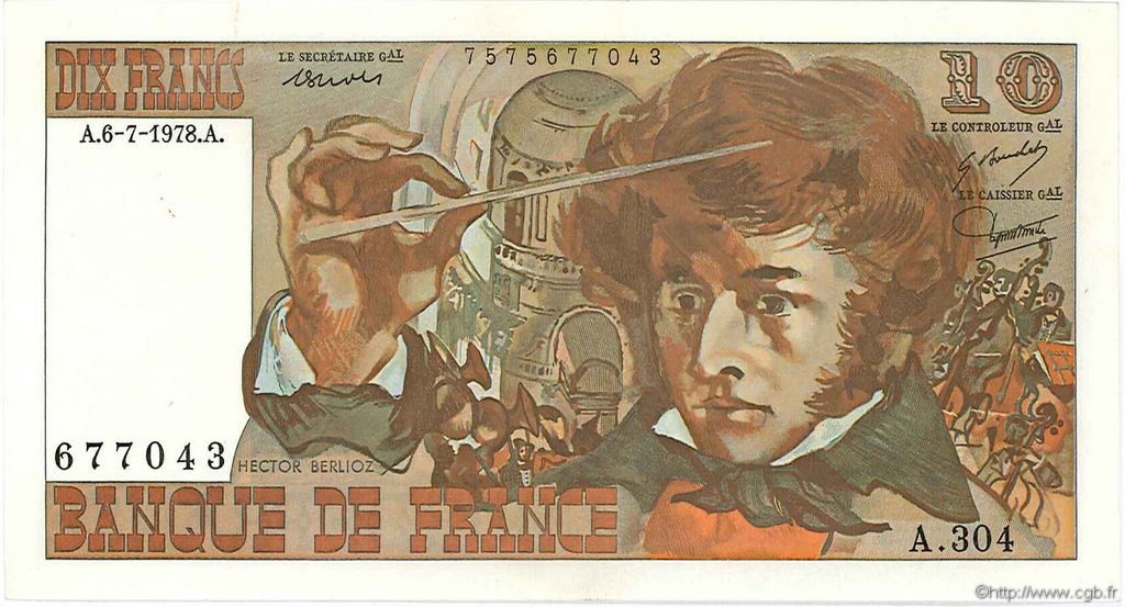 10 Francs BERLIOZ FRANCE  1978 F.63.24 SPL