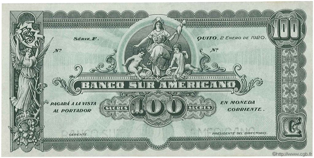 100 Sucres Non émis ÉQUATEUR  1920 PS.254r SPL