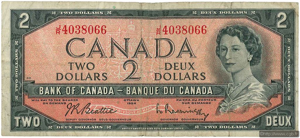 2 Dollars CANADA  1954 P.076b TB