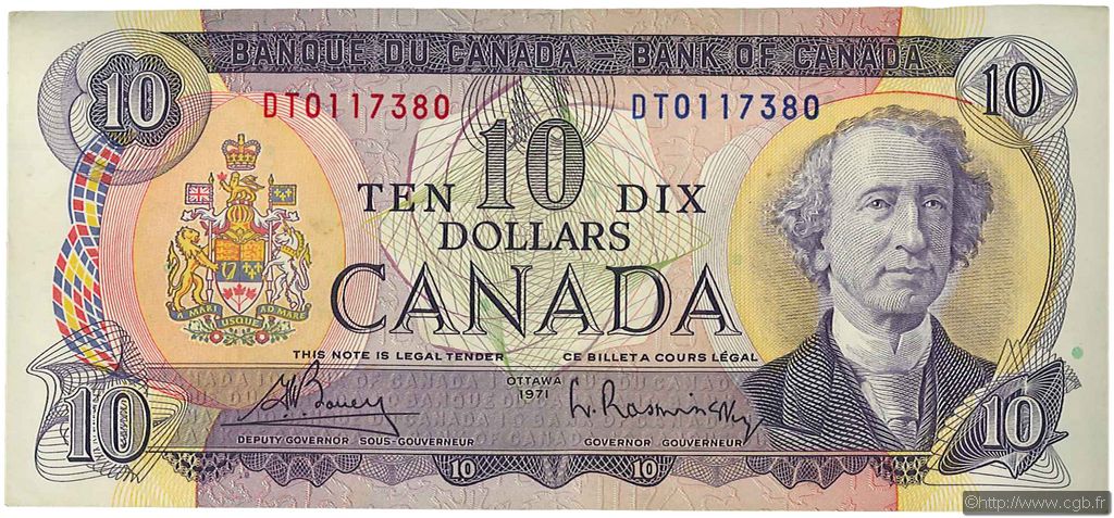 10 Dollars CANADA  1971 P.088b TTB+