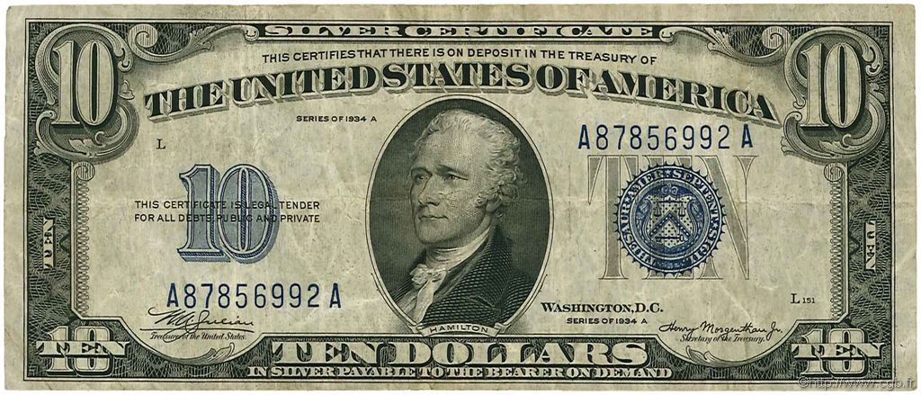 10 Dollars ÉTATS-UNIS D AMÉRIQUE  1934 P.415a TB