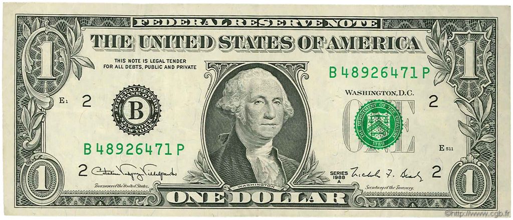 1 Dollar ÉTATS-UNIS D AMÉRIQUE New York 1988 P.480a TTB+